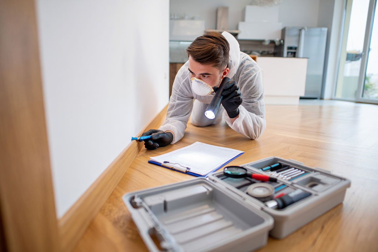 Technicien professionnel inspectant une habitation à Strasbourg
