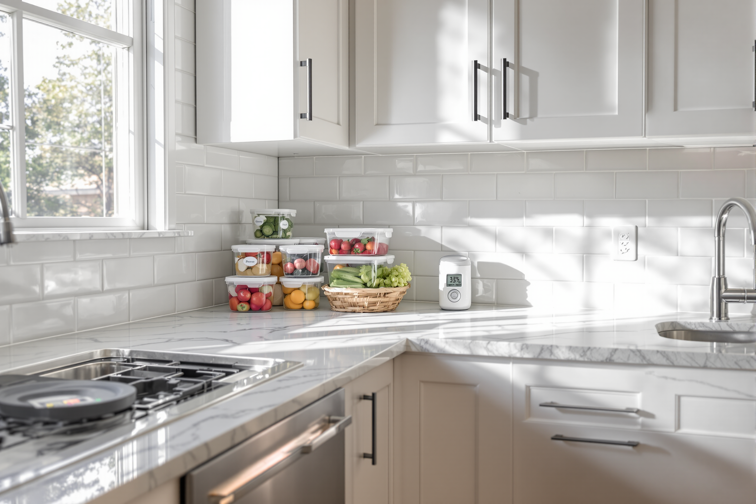 Cuisine parfaitement entretenue avec joints scellés et contenants hermétiques