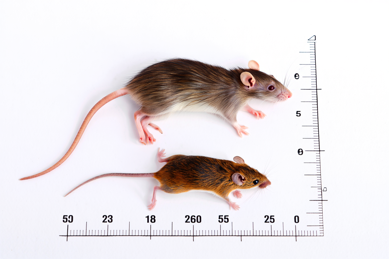 Proportions queue corps rat souris