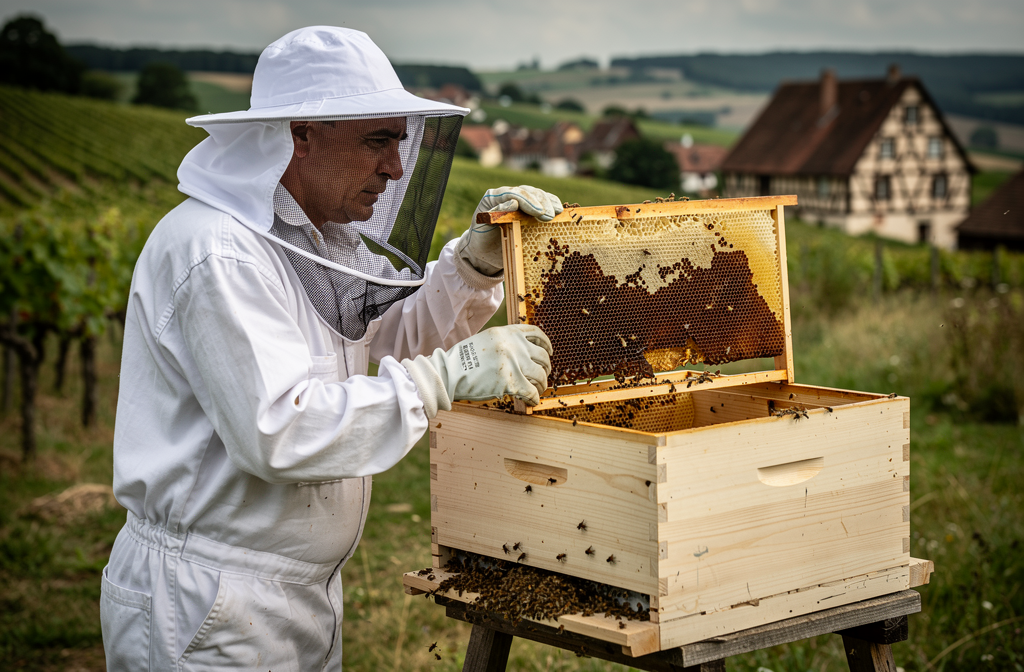 Ruche endommagée par frelons asiatiques